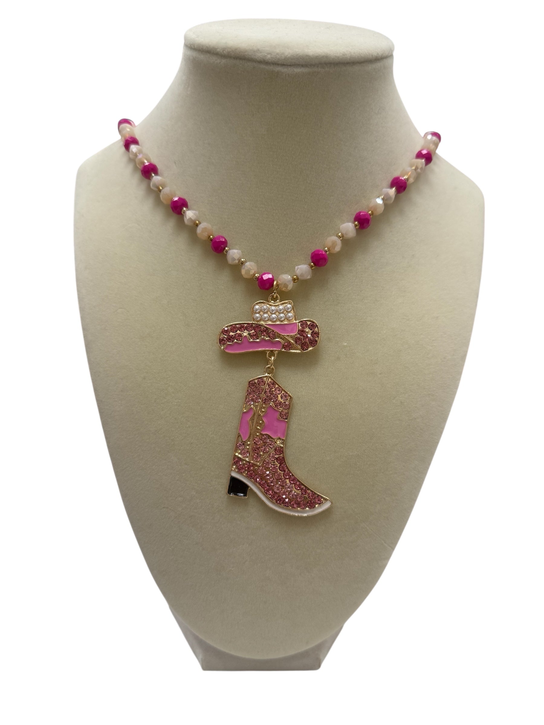 Pink Western Rhinestone Necklace