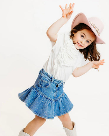 Rhinestone Denim Skirt