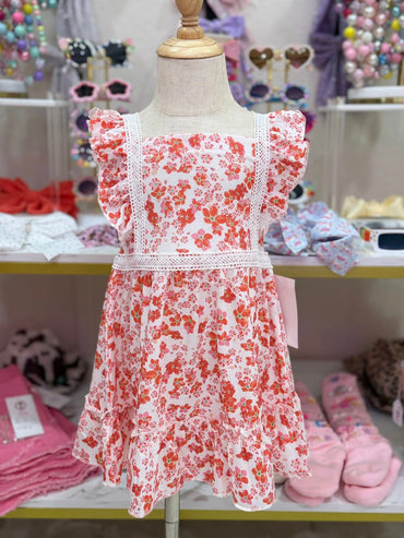 Red Orange Flower Dress
