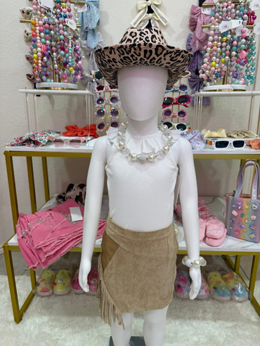 Beige Suede Western Skirt