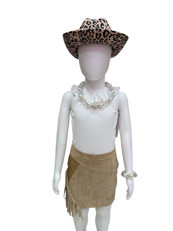 Beige Suede Western Skirt