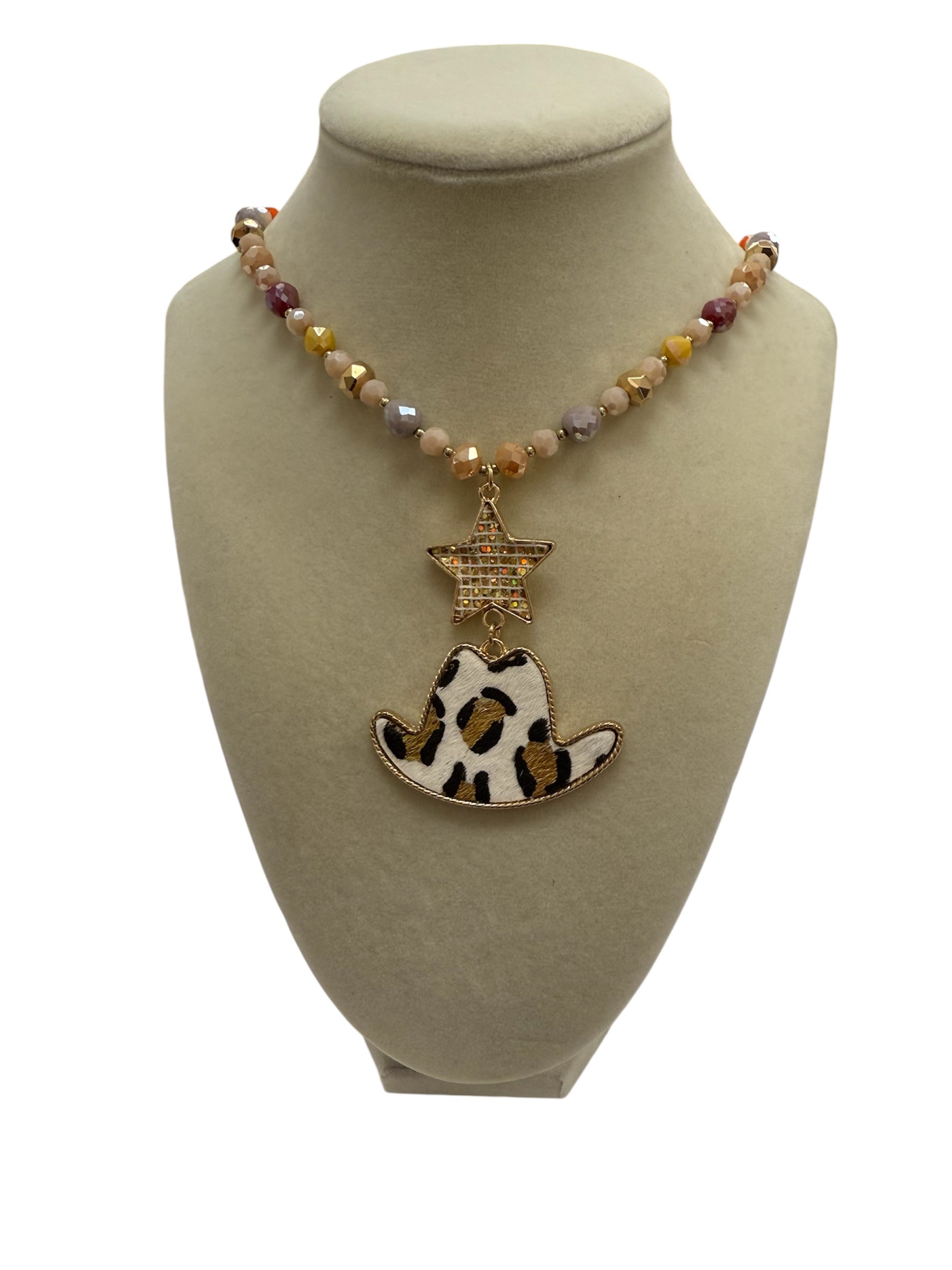 Leopard Western Hat Necklace