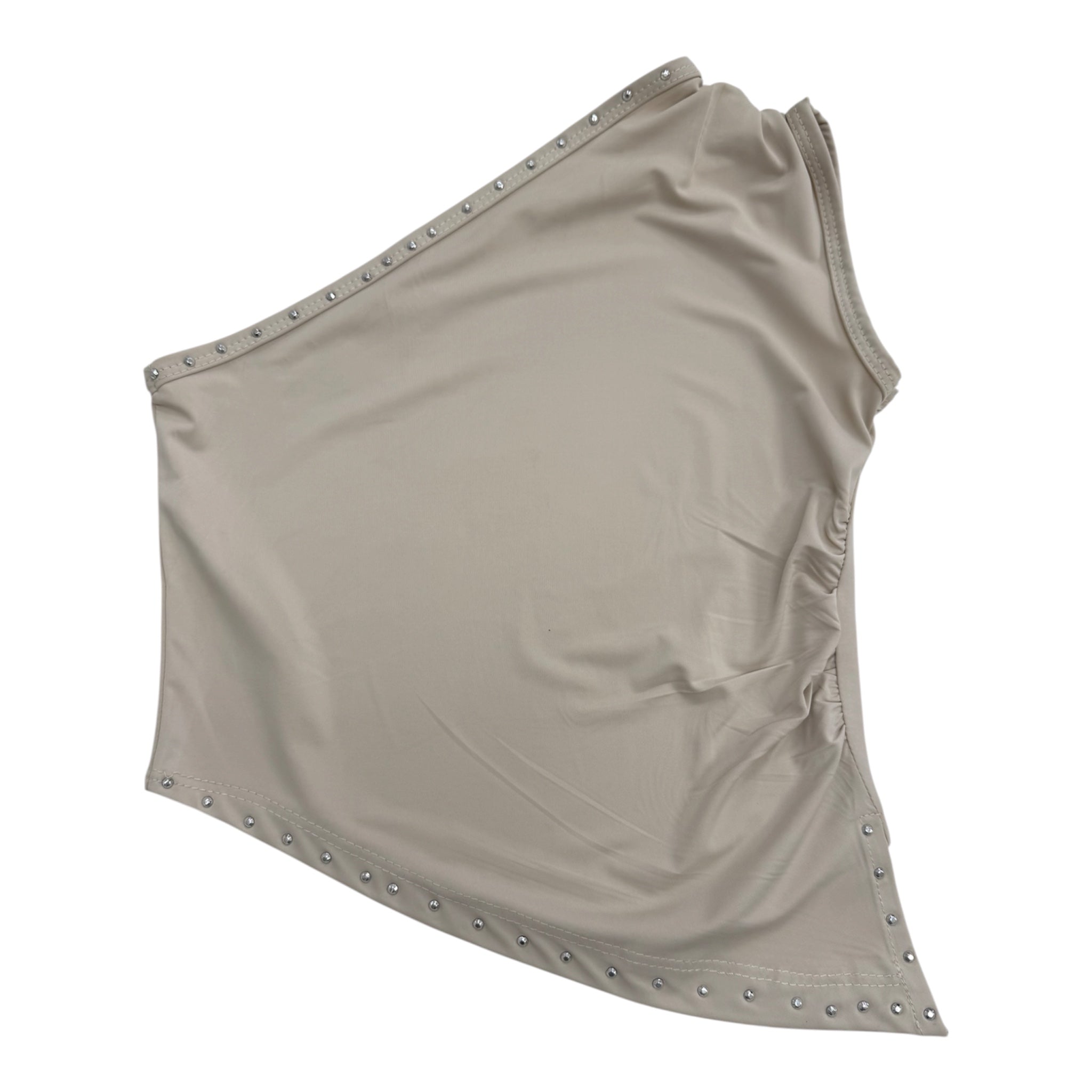Beige One Shoulder Top