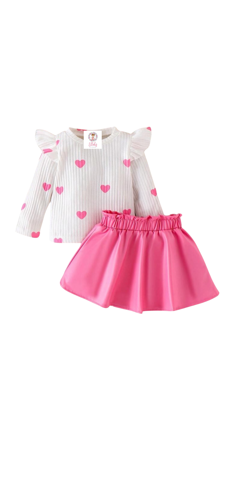 Pink Heart 2 Piece Skirt Set
