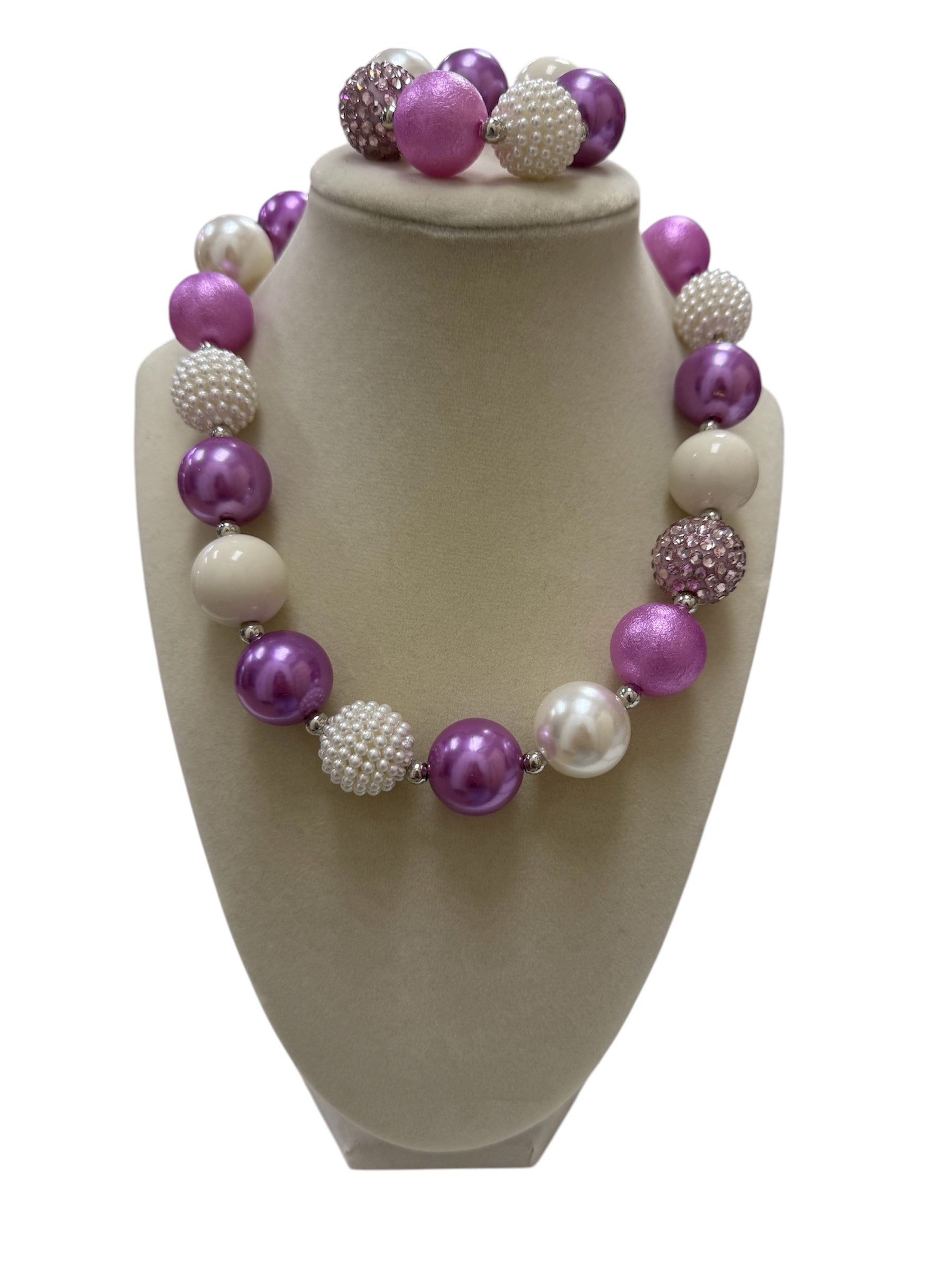 Purple/Ivory Bubble Necklace/Bracelet