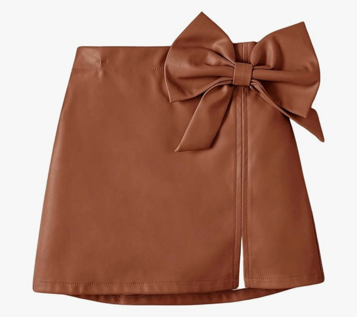 Brown Leather Bow Skirt