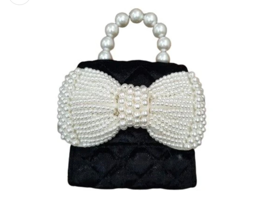 Black Quilted Bow Purse