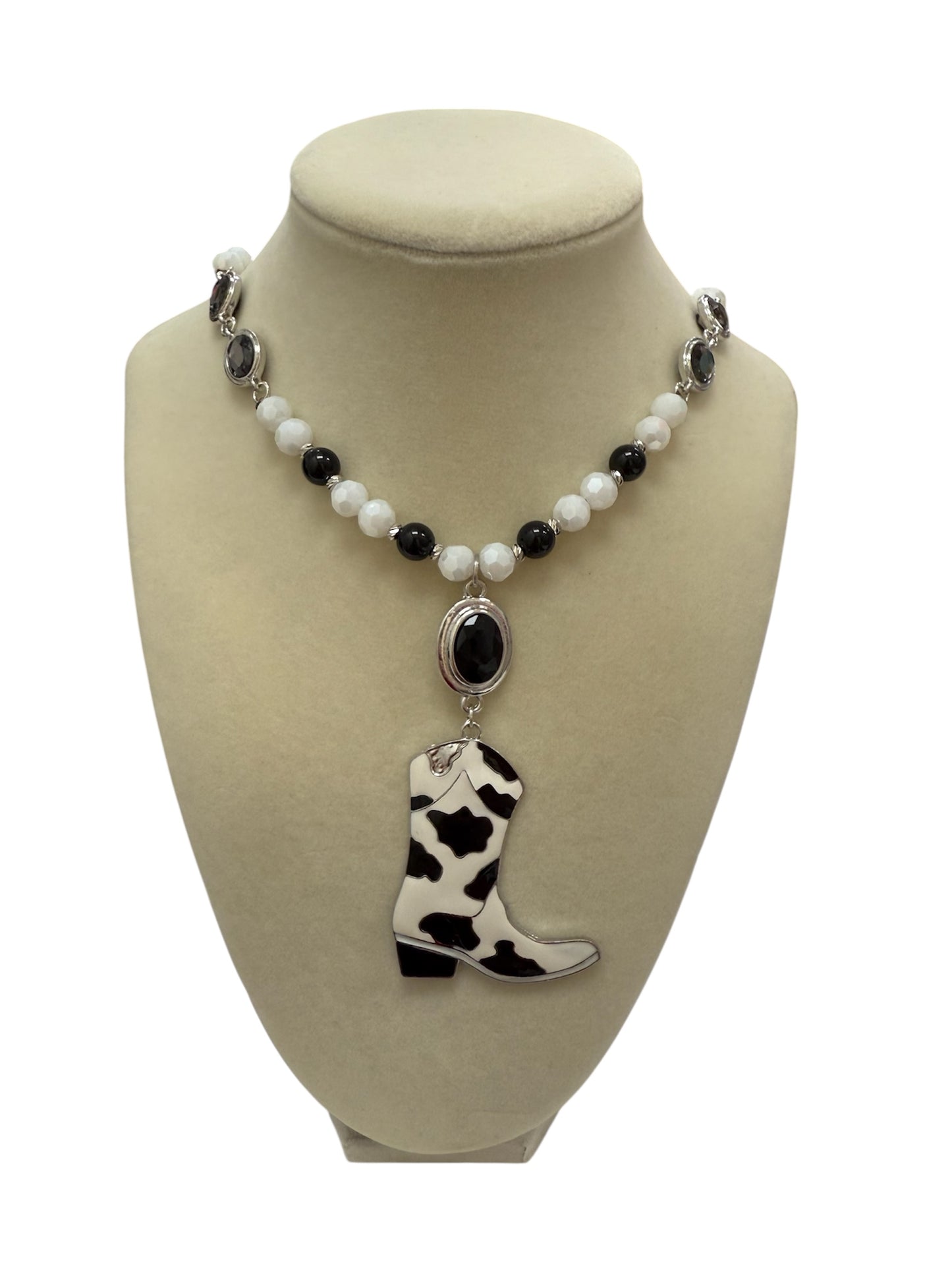 Black Cowgirl Boot Necklace