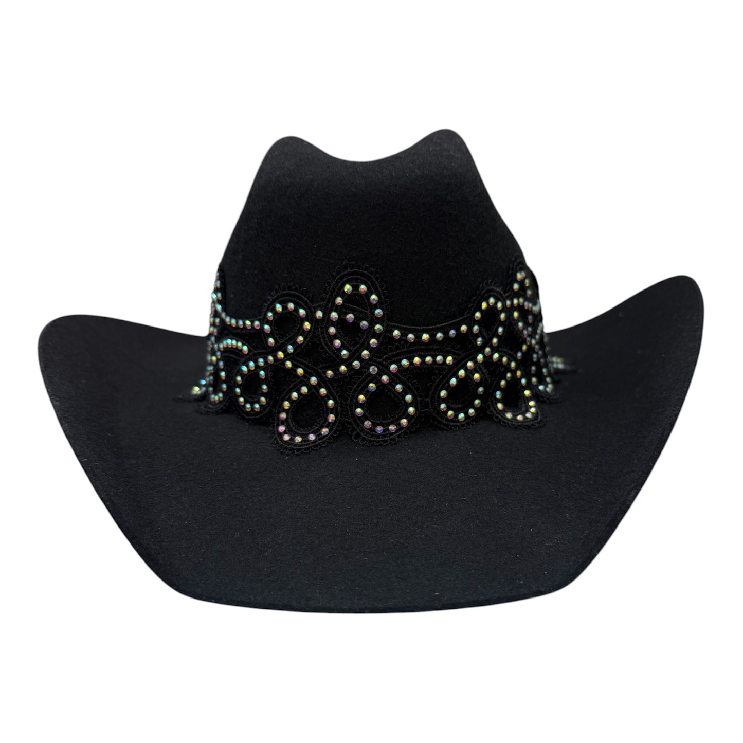 Black Rhinestone Cowgirl Hat-Lg