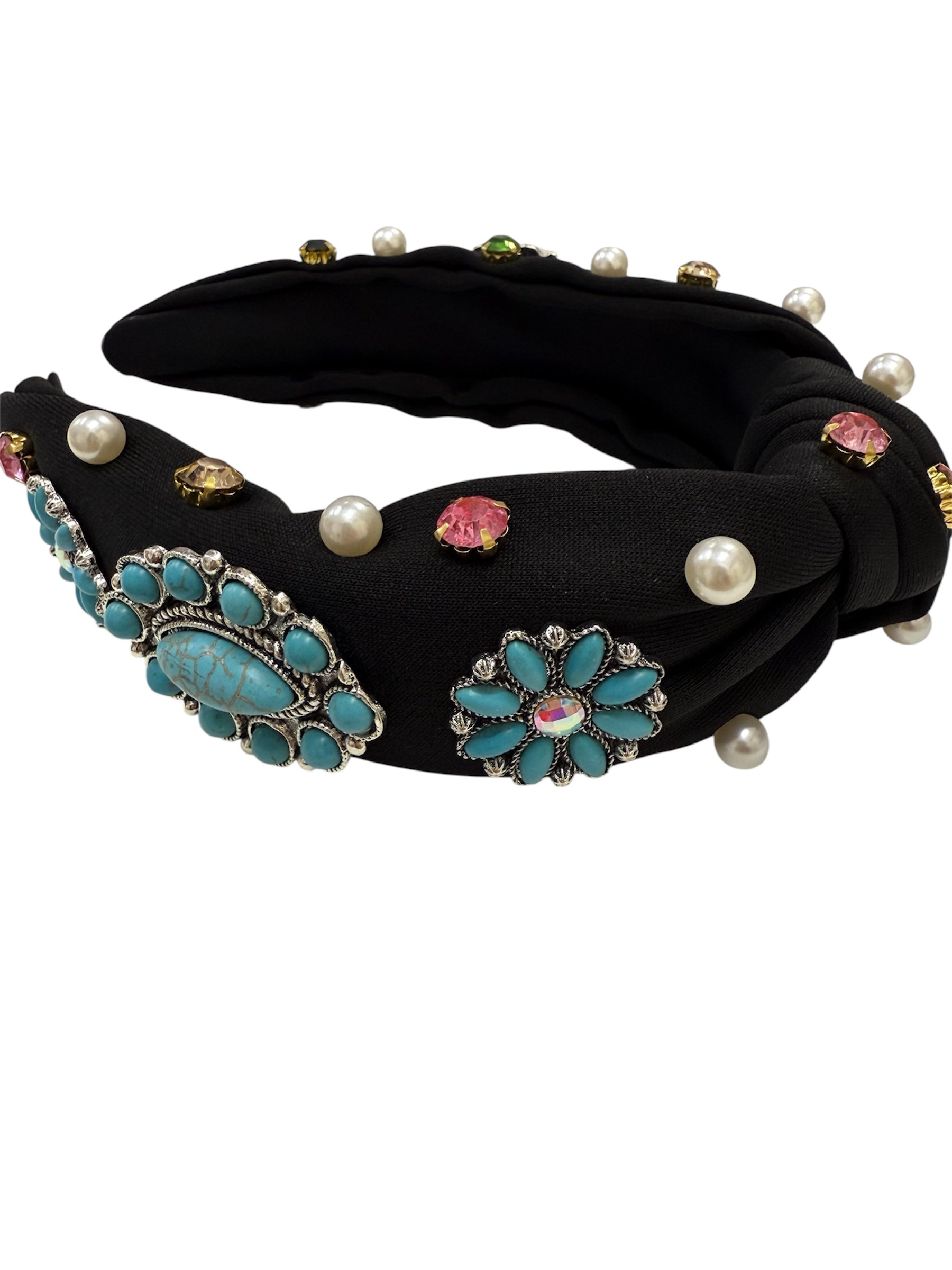 Black Turquoise Western Headband