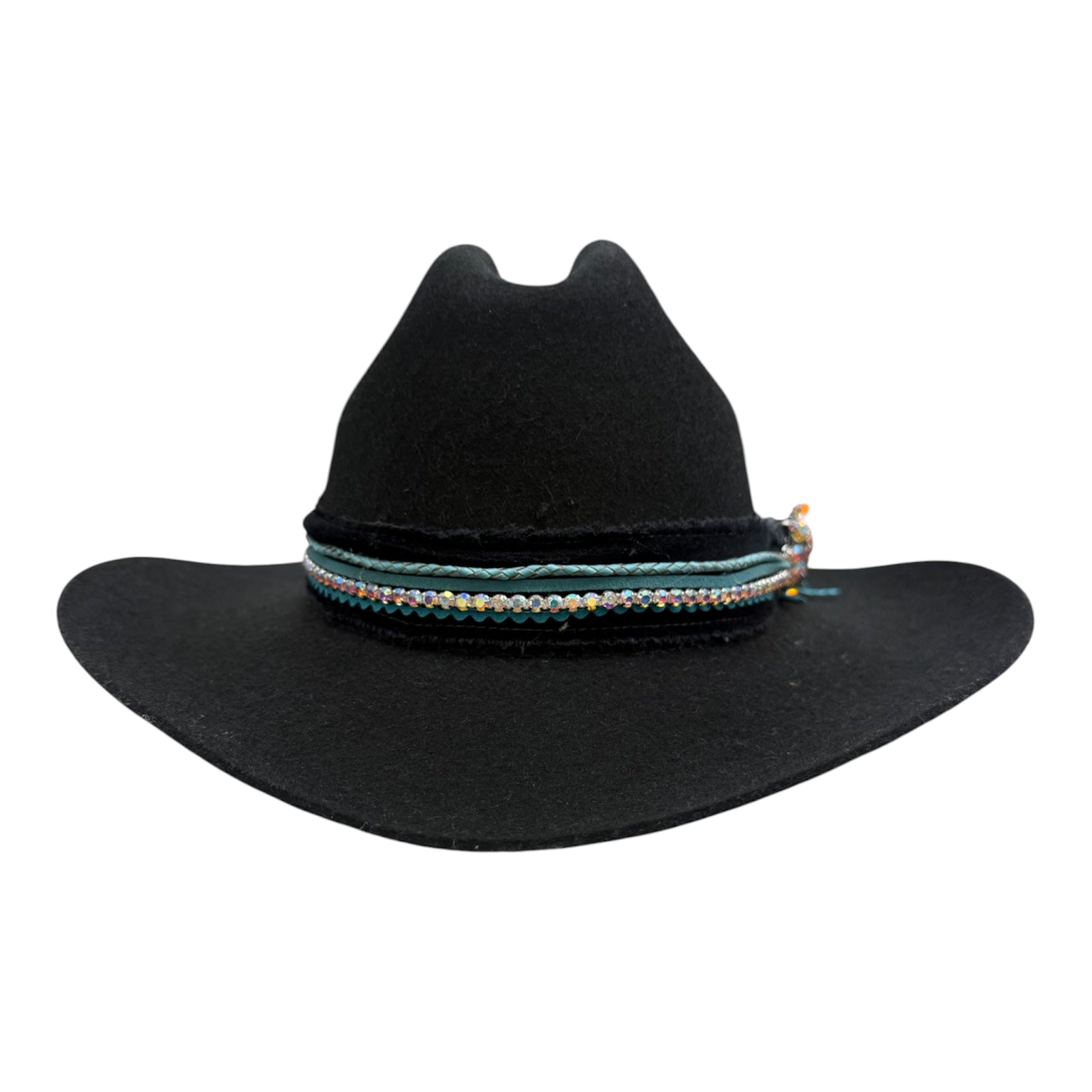 Lg-Black/ Turquoise Cowgirl Hat
