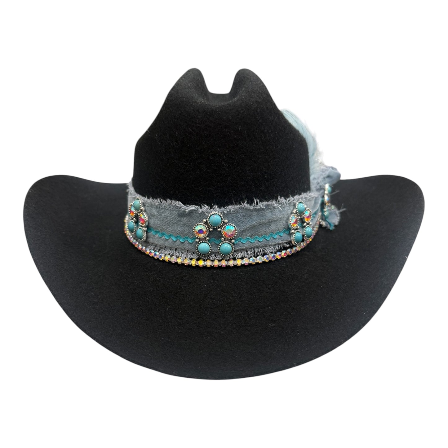 Black/Turquoise Cowgirl Hat-Md