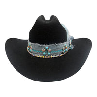 Black/Turquoise Cowgirl Hat-Md