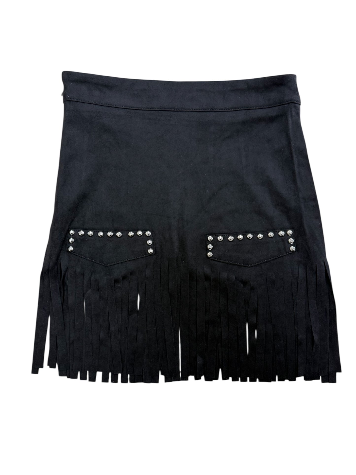 Western Black Fringe Skirt