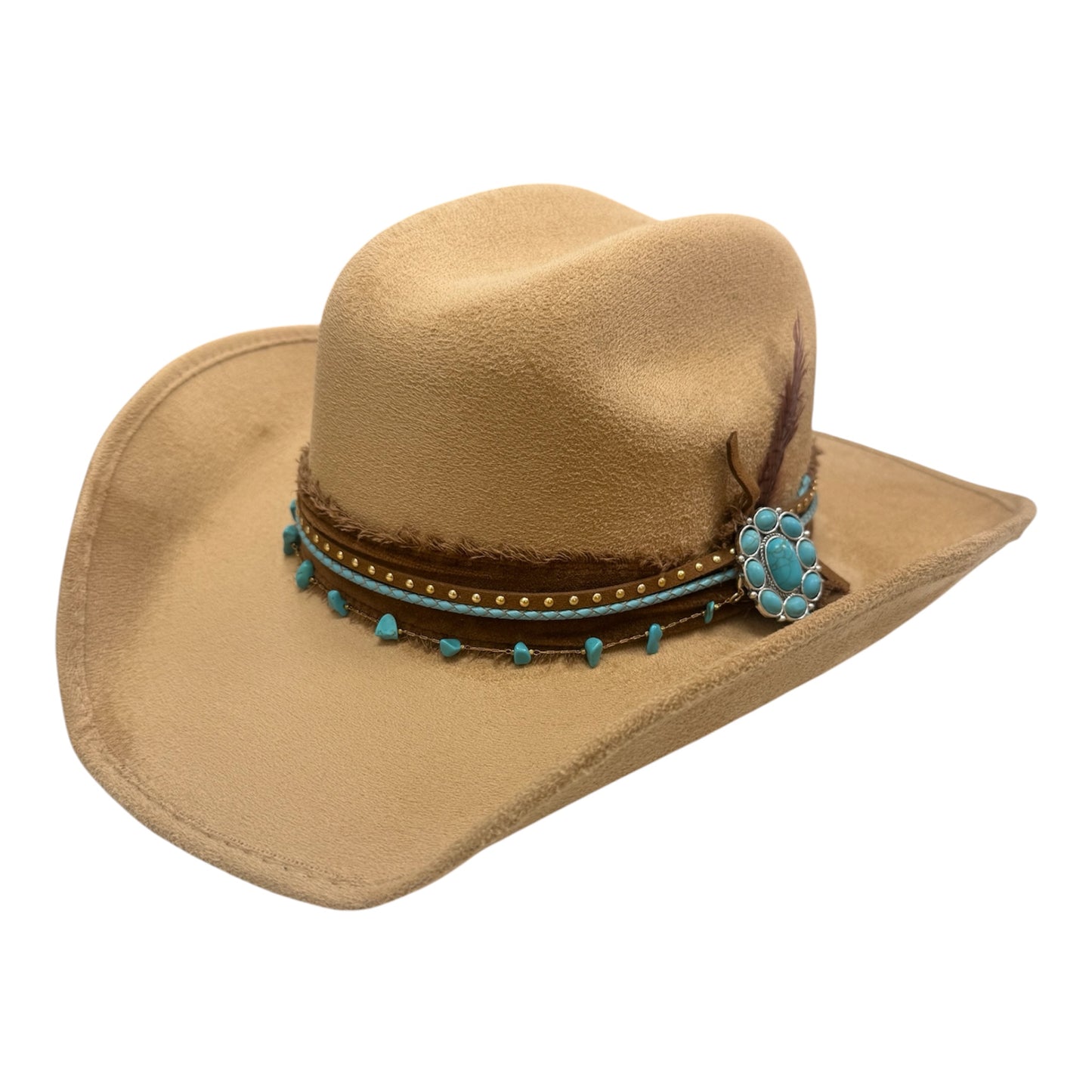 Onesize- Beige/Turquoise Cowgirl Hat