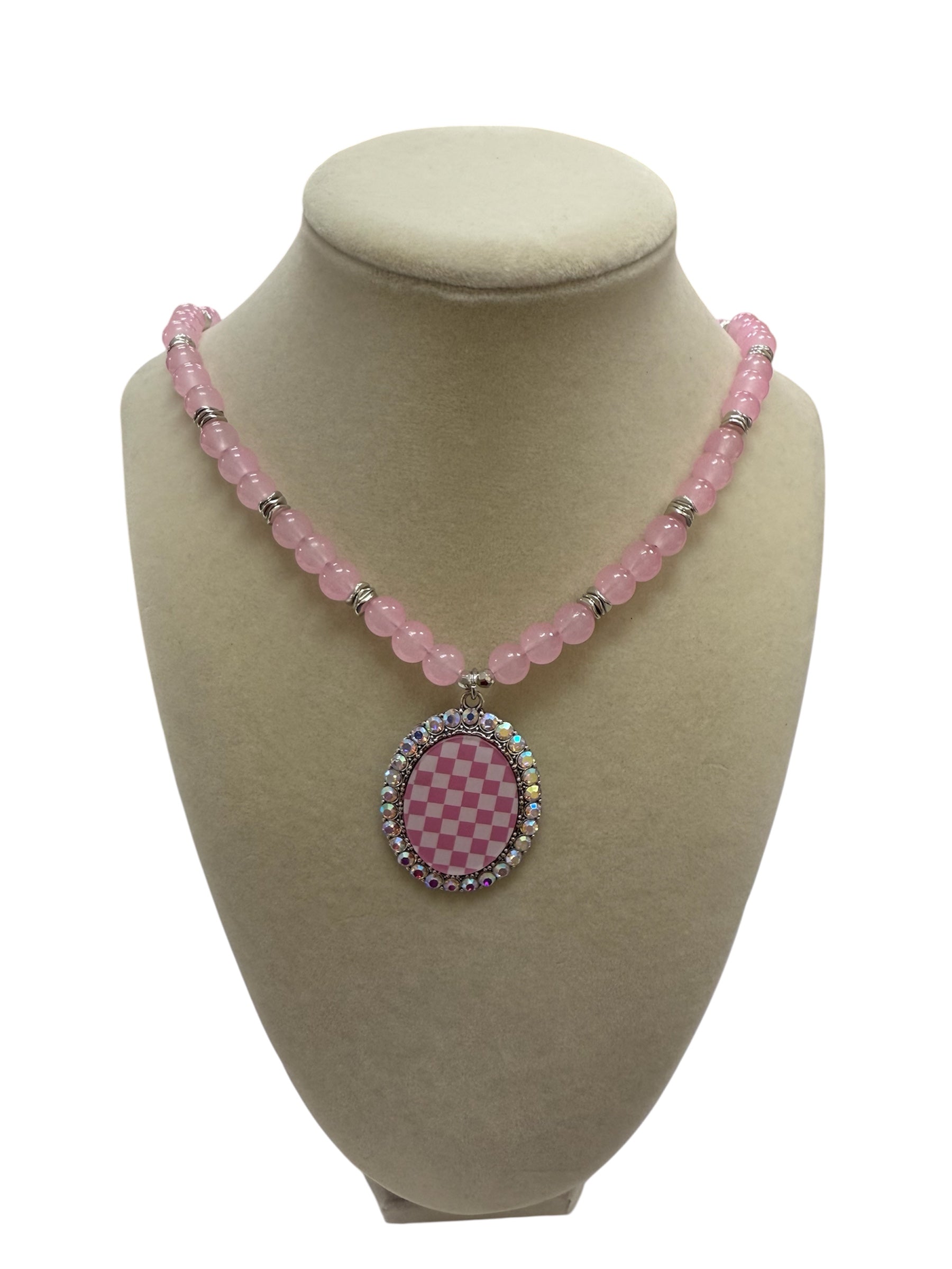 Pink Checkered Necklace