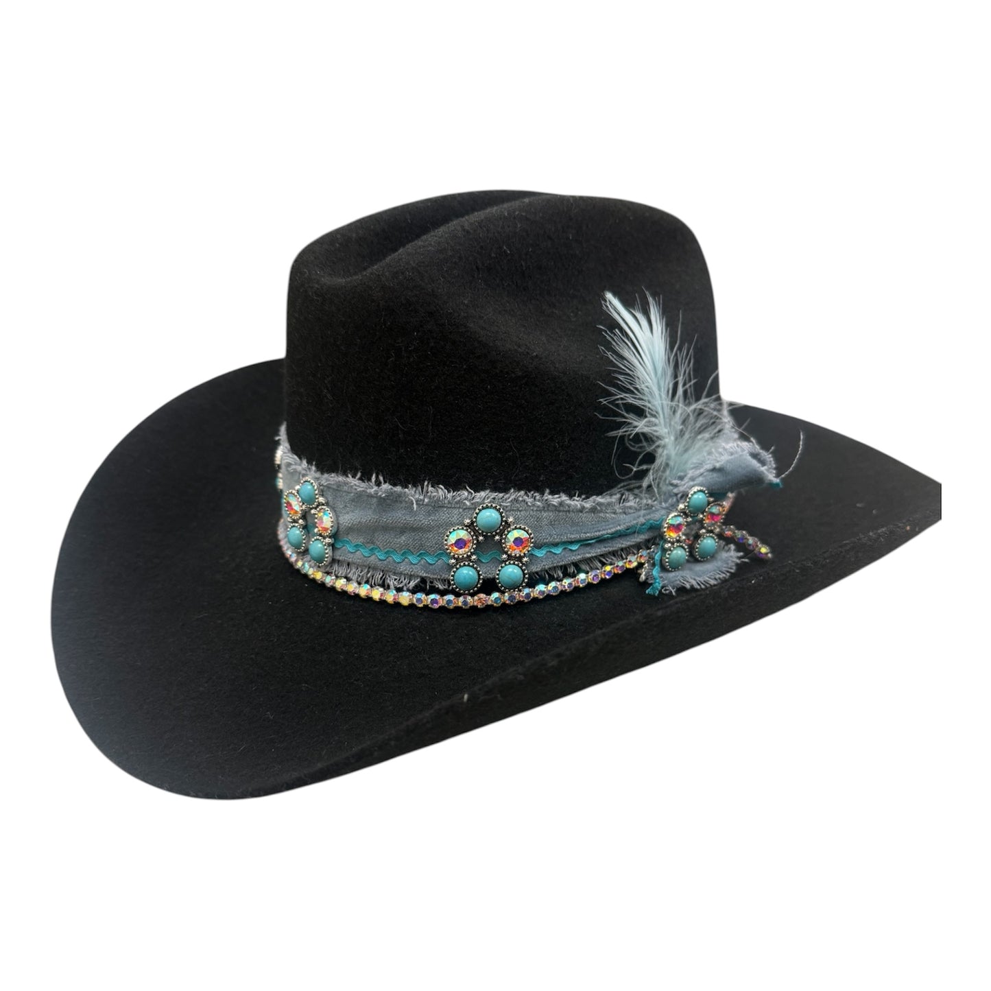 Black/Turquoise Cowgirl Hat-Md