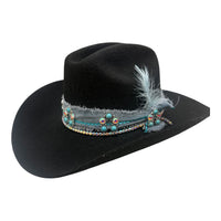 Black/Turquoise Cowgirl Hat-Md