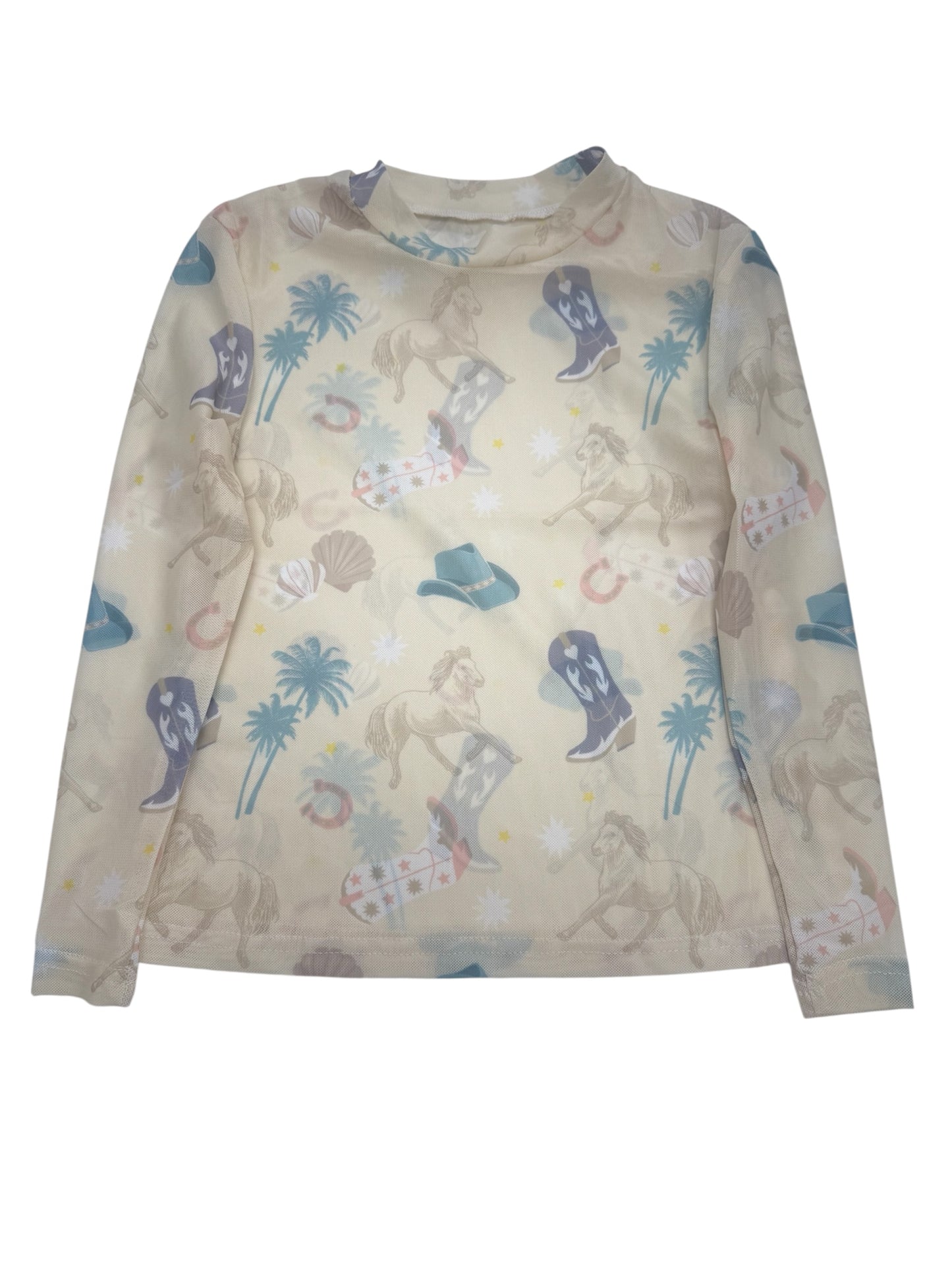 Pastel Yellow Western Mesh Top