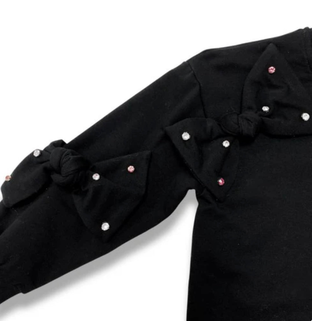 Black Bow Rhinestone Sweater