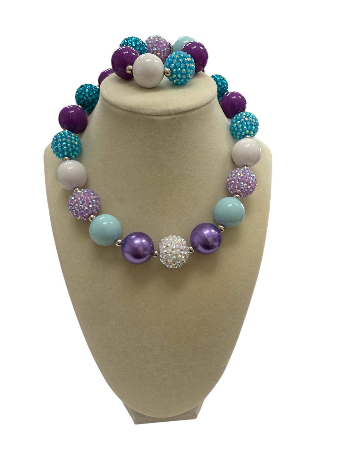 Purple/Blue Bubble Necklace/ Bracelet Set