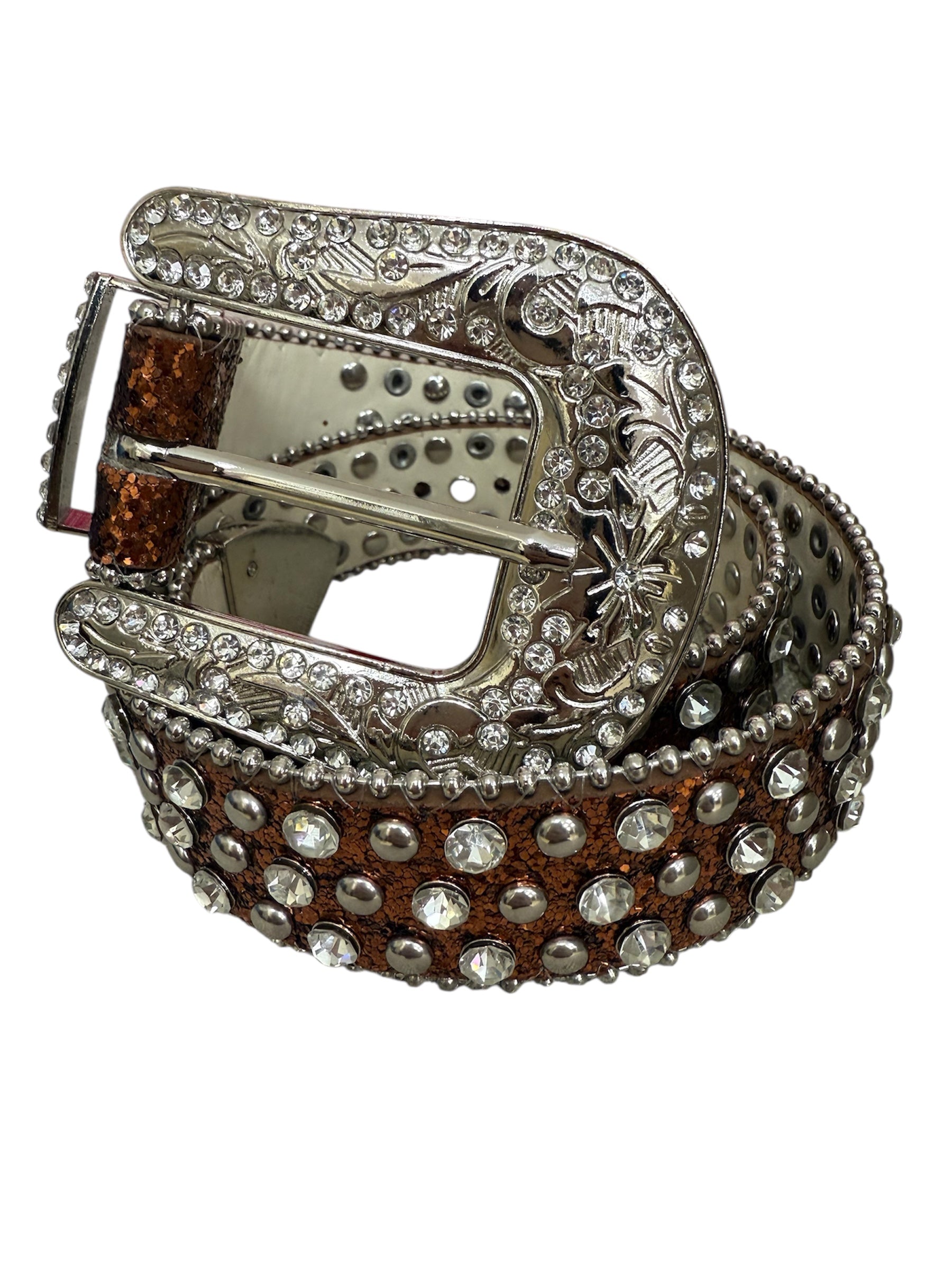 Brown Glitter Western Belt