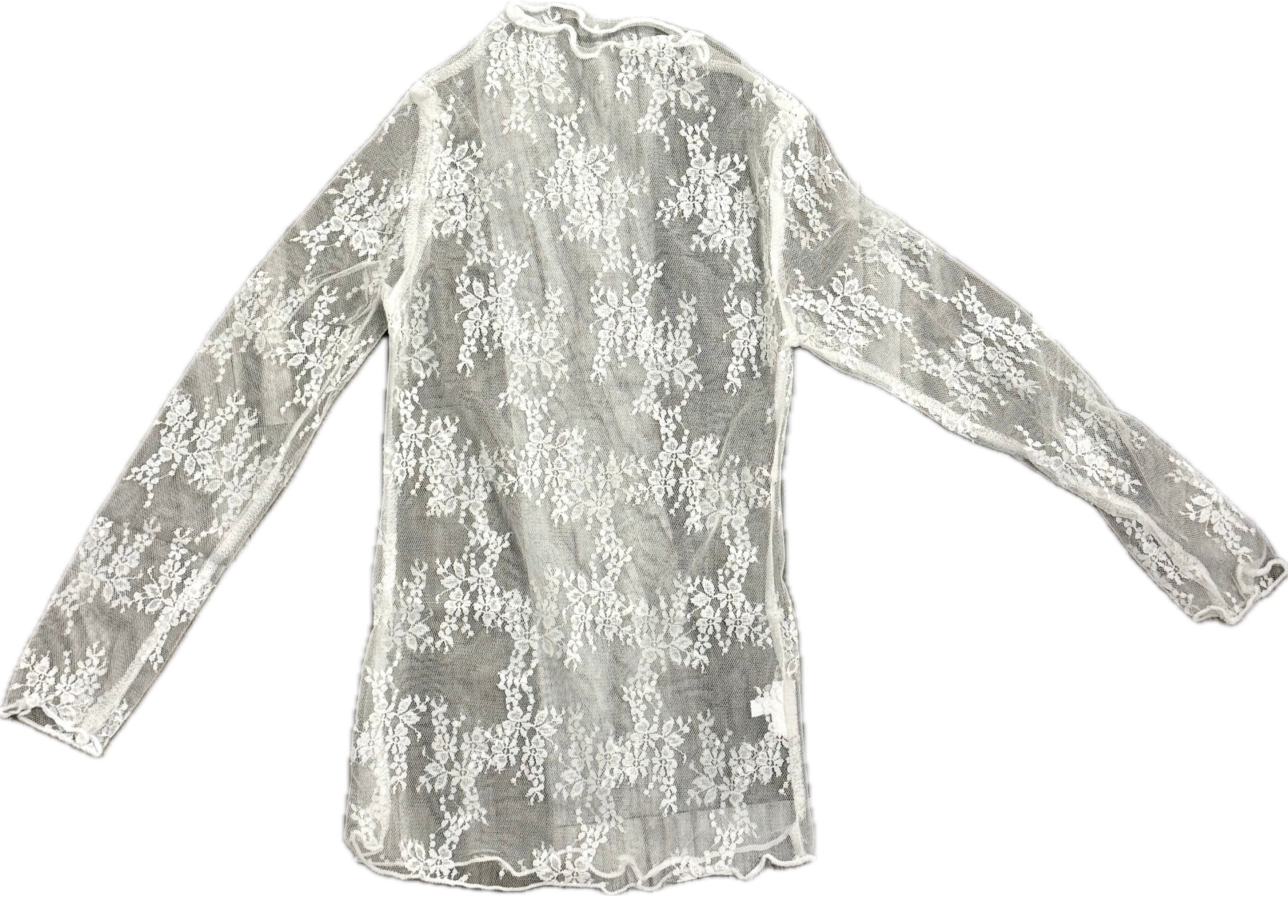 Ivory Mesh Long-sleeve Top