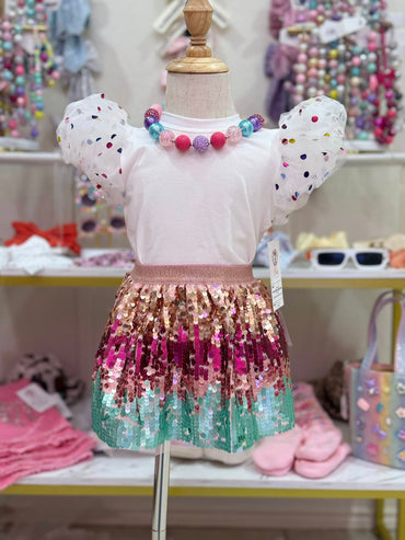 Colorful Sequin 2 Piece Skirt Set
