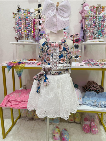 2 Piece Flowery Skirt Set