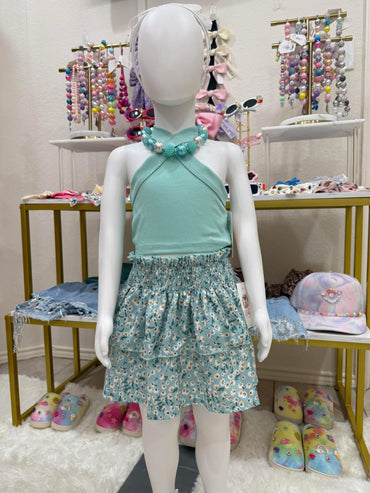 Turquoise 2 Piece Skirt Set