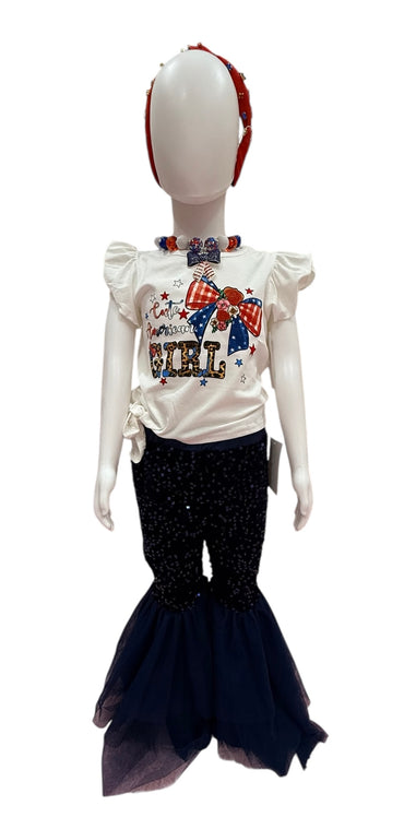 Navy sequin bell bottom( pants only)