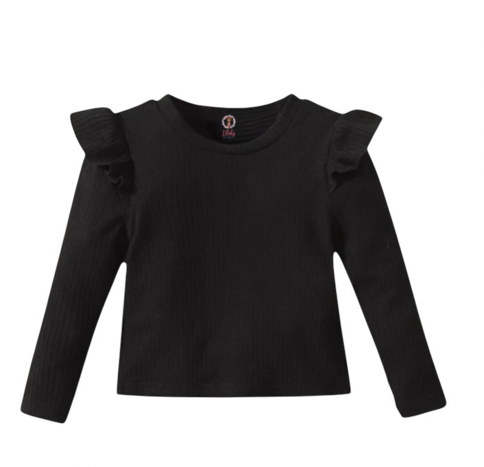 Black Ruffle Long Sleeve