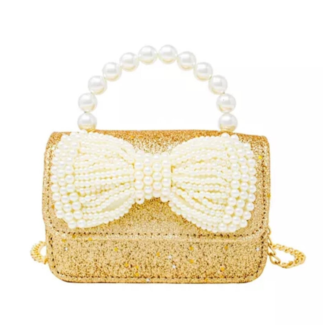 Gold Pearl Bow Bag