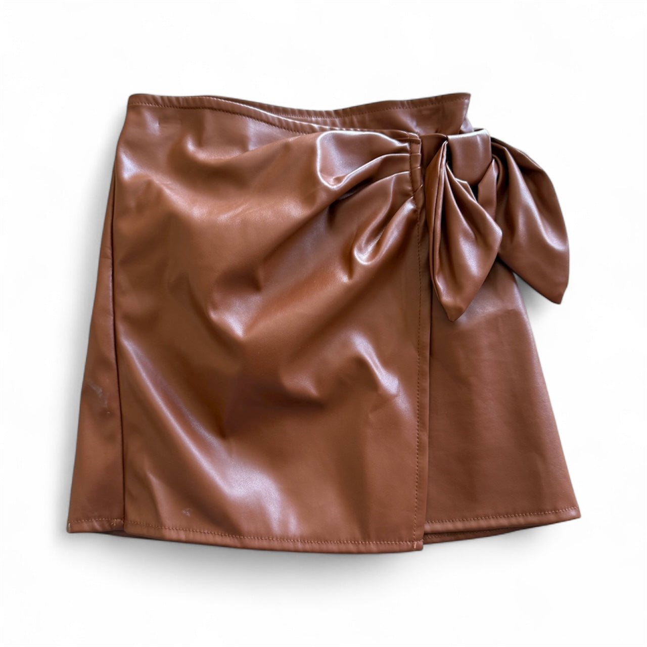 Brown Leather Knot Skirt
