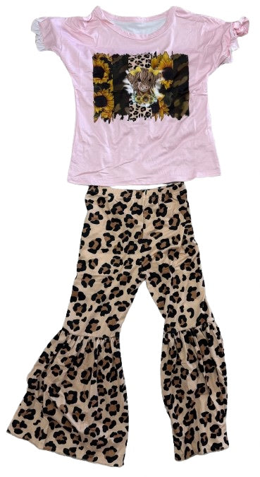 Leopard Pink Sunflower Bull 2 pc Set